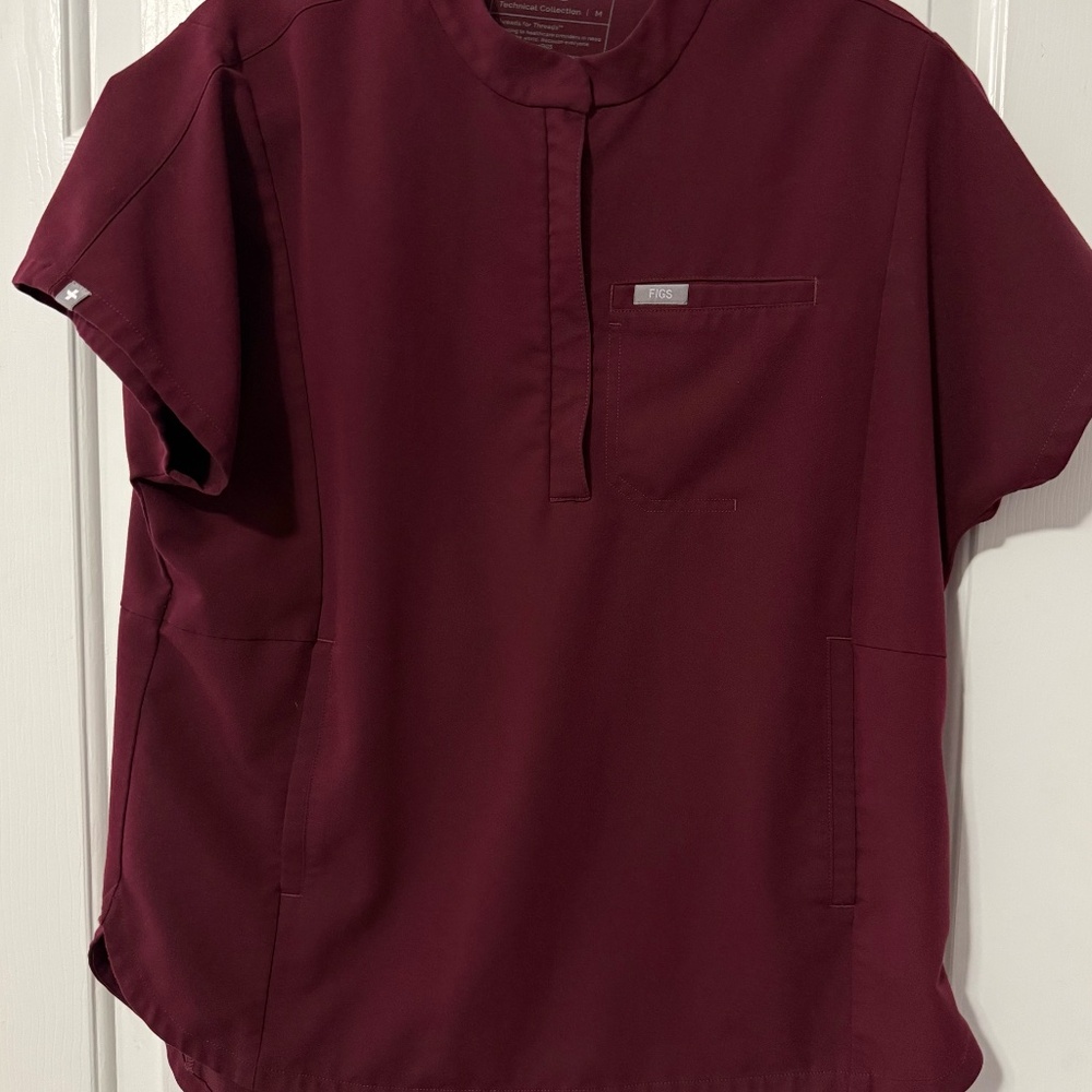 Figs Burgundy Scrub Top